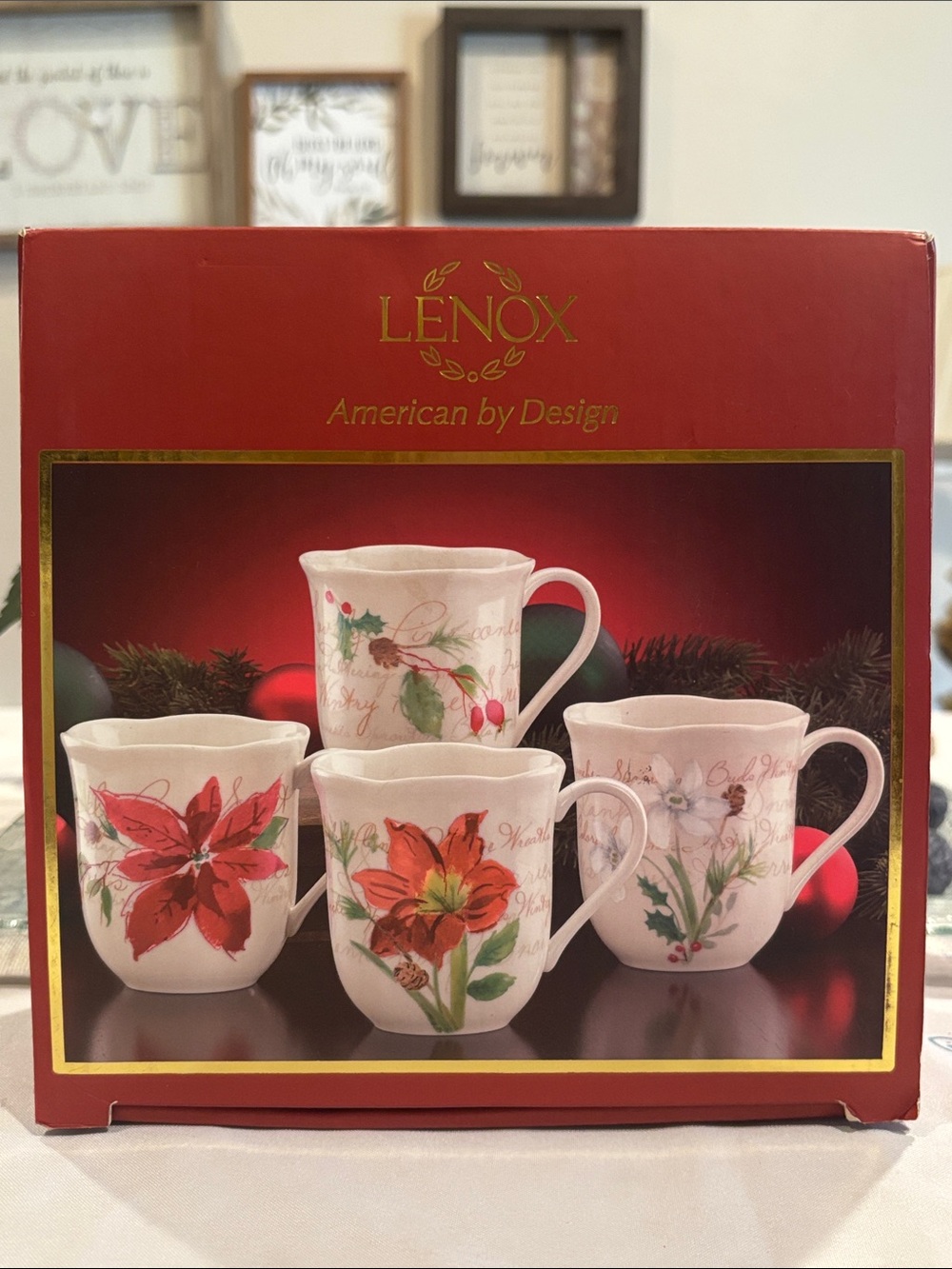 Lenox Winter Meadow Holiday 4-Piece Mug Set- 10oz